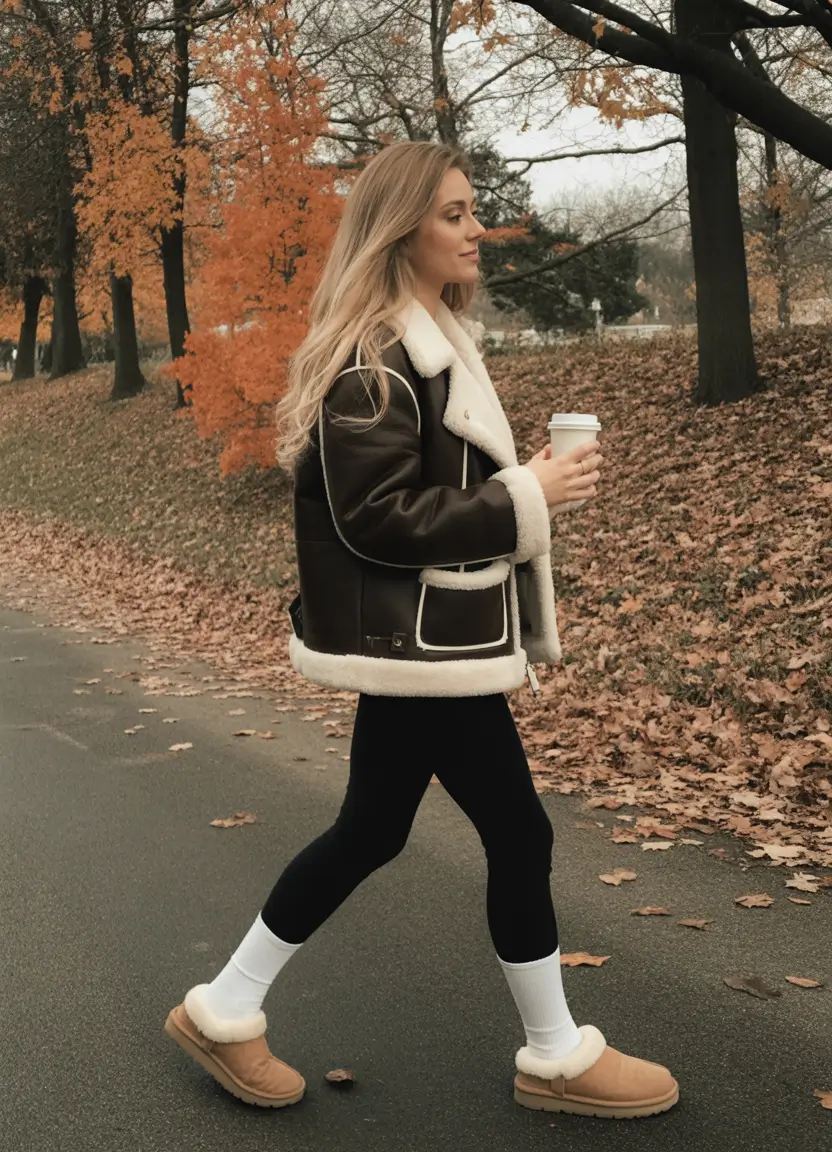 Trendy Uggs Outfit for Winter 2025 - 2026 Shearling on Shearling for Park Walks