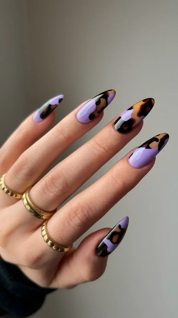 Trendy Winter Dip Nails 2025-2026 Purple & Tortoiseshell Fusion