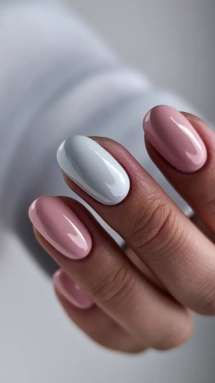 Trendy Winter Dip Nails 2025-2026 Soft Pink & Cloudy White Elegance