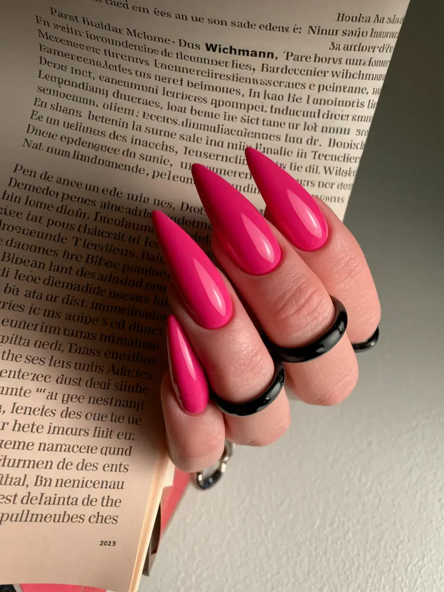 Trendy Winter Dip Nails 2025-2026 Hot Pink Almond Drama