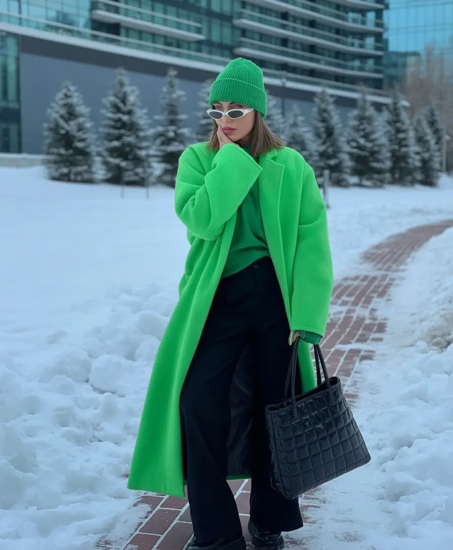 Trendy Winter Fits 2025-2026 Outfit Ideas Bright Green Confidence