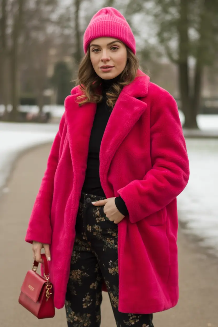 Trendy Winter Fits 2025-2026 Outfit Ideas Hot Pink Energy for Frosty Days
