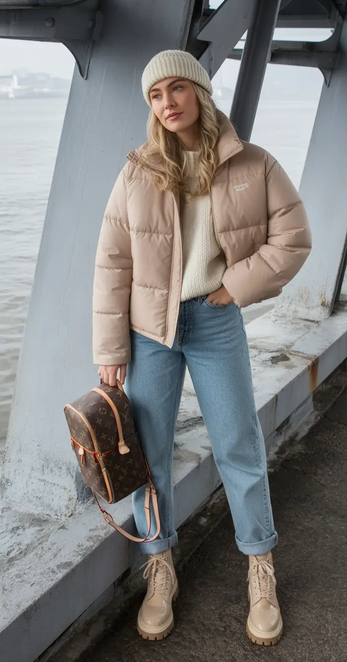 Trendy Winter Fits 2025-2026 Outfit Ideas Neutral Puffers and School-Day Ease