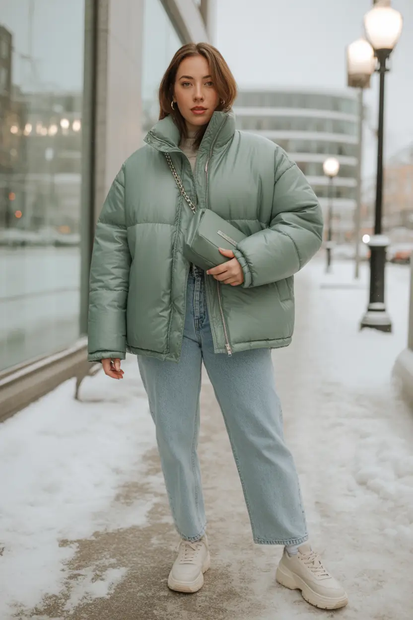Trendy Winter Fits 2025-2026 Outfit Ideas Sage Green Calm in the Snow