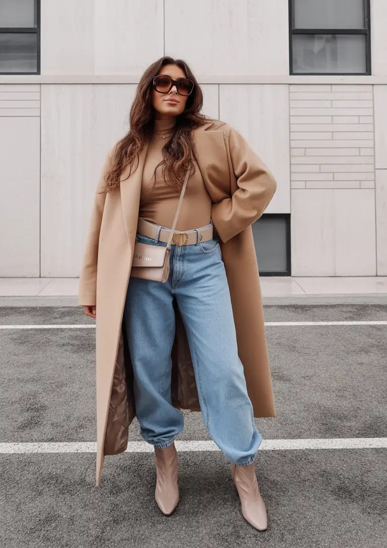 Trendy Winter Outfit Ideas 2025–2026 Camel Coat with Tonal Elegance