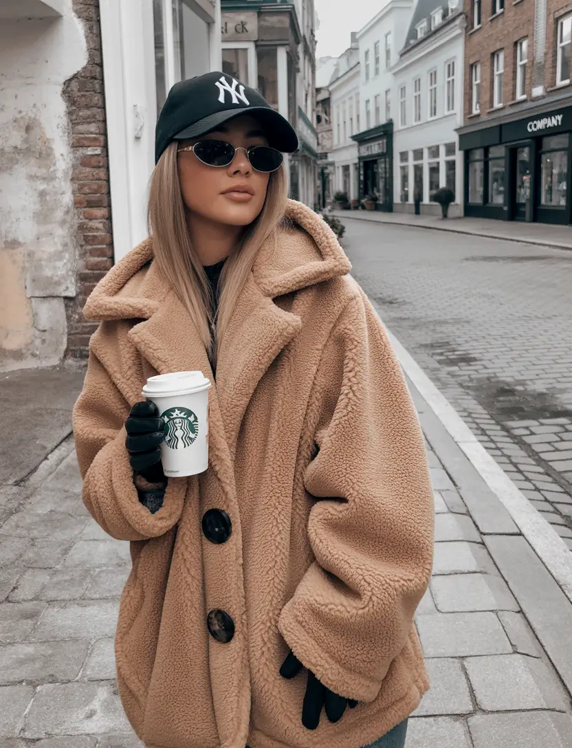 Trendy Winter Outfit Ideas 2025–2026 Teddy Coat and Streetwear Cool
