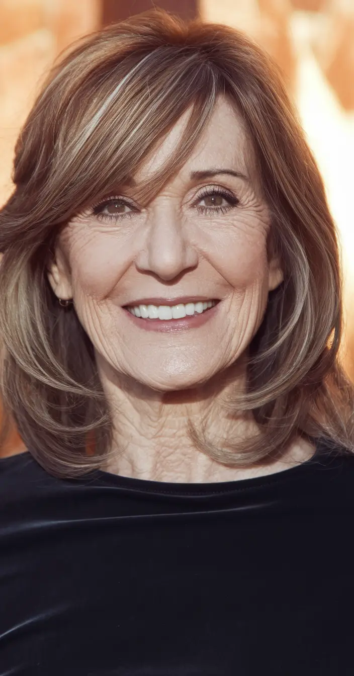Winter 2025 / 2026 Haircuts for 60+ Women Feathered Layers with Light Bangs