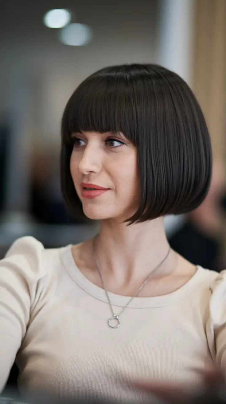 winter bob haircuts ideas 2025 2026 Classic French-Inspired Fringe