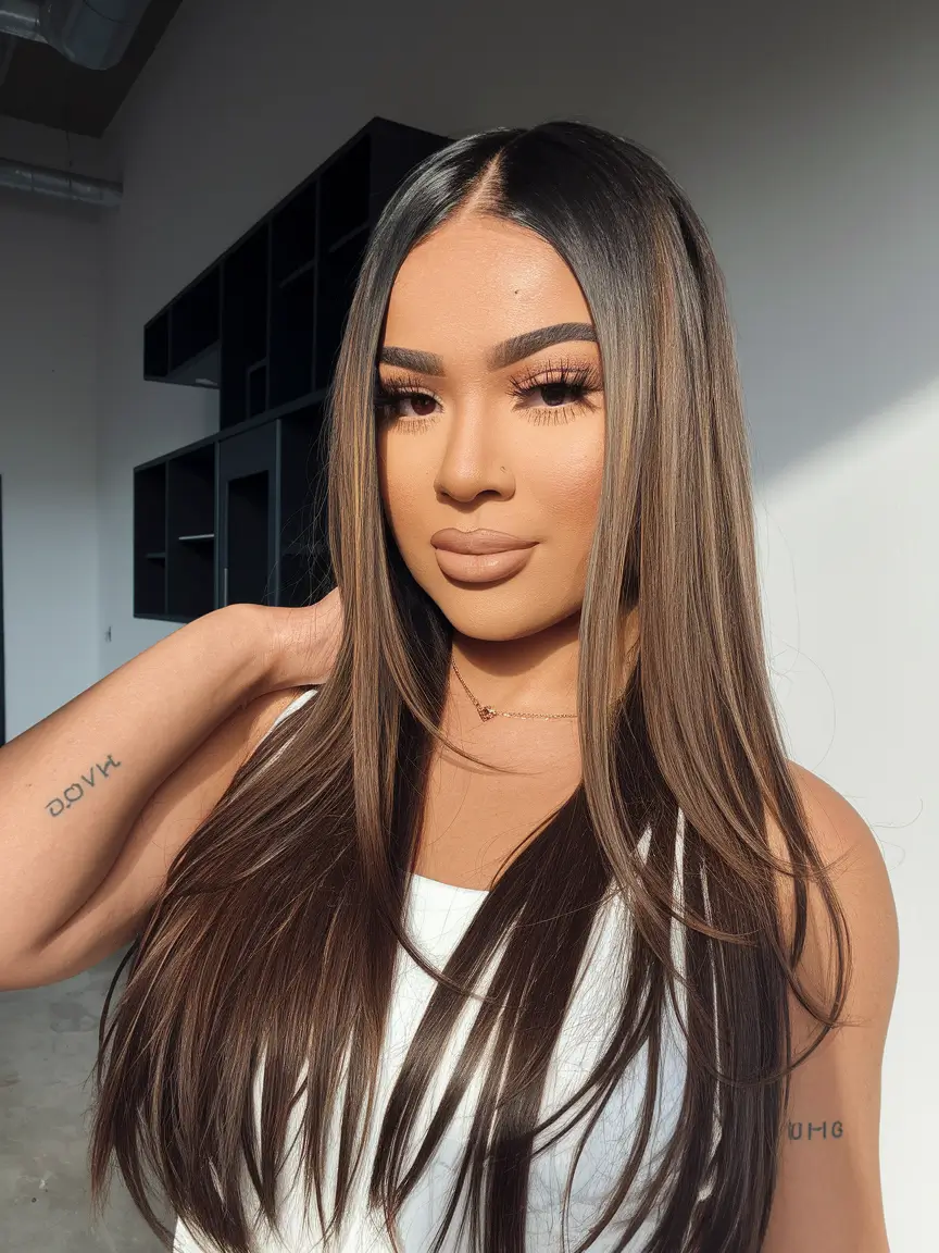 Winter Hair Colors 2025-2026 for Brunettes Glossy Brunette with Subtle Dimension