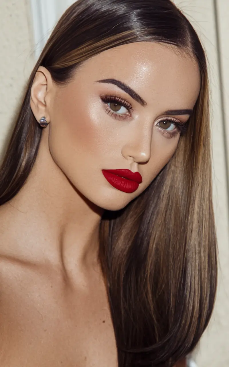 Winter Hair Colors 2025-2026 for Brunettes Sleek Brunette with Caramel Shine