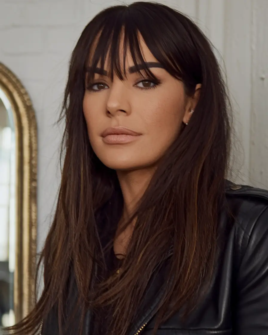 Winter Hair Colors 2025-2026 for Brunettes Layered Brunette with Fringe Detail