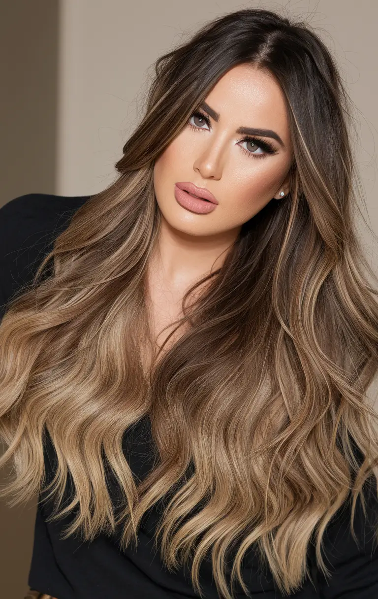 Winter Hair Colors 2025-2026 for Brunettes Balayage Caramel Melt