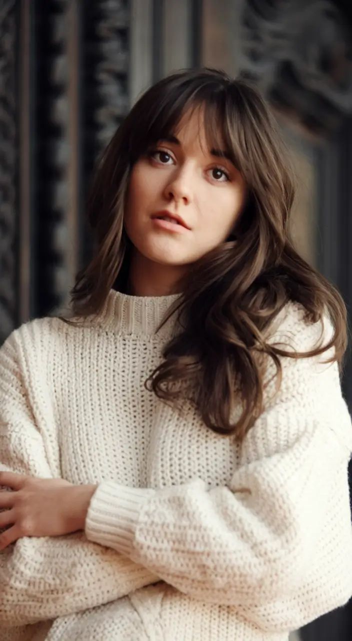Winter Hair Colors 2025-2026 for Brunettes Medium Brunette with Soft Fringe