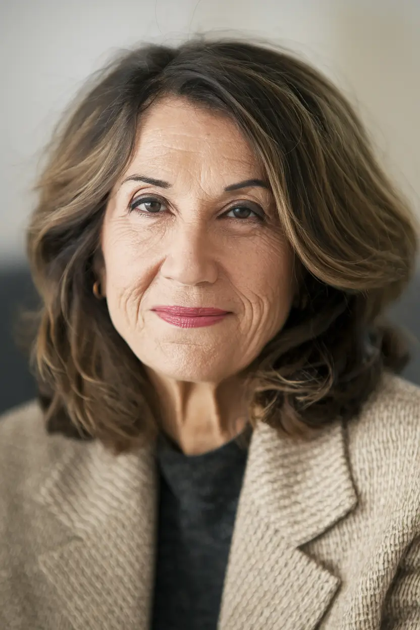 winter haircuts for women over 50 ideas 2025 / 2026 Natural Mid-Length Waves with Depth