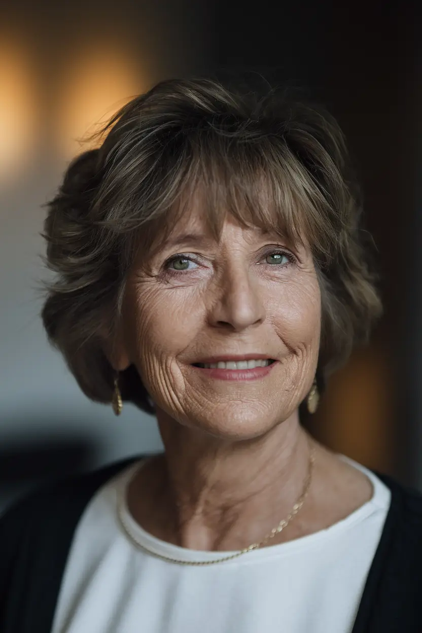 winter haircuts for women over 50 ideas 2025 / 2026 Soft Tousled Layered Bob
