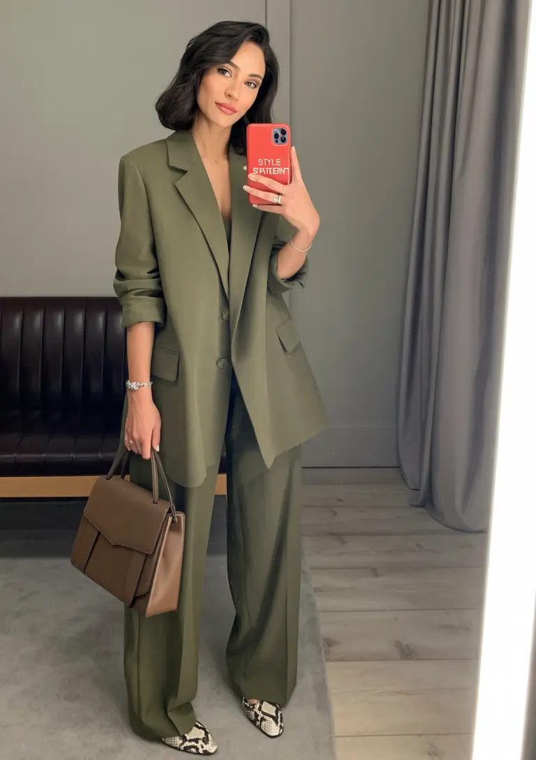Winter Office Outfits 2025 / 2026 Style Guide Olive Power Suit
