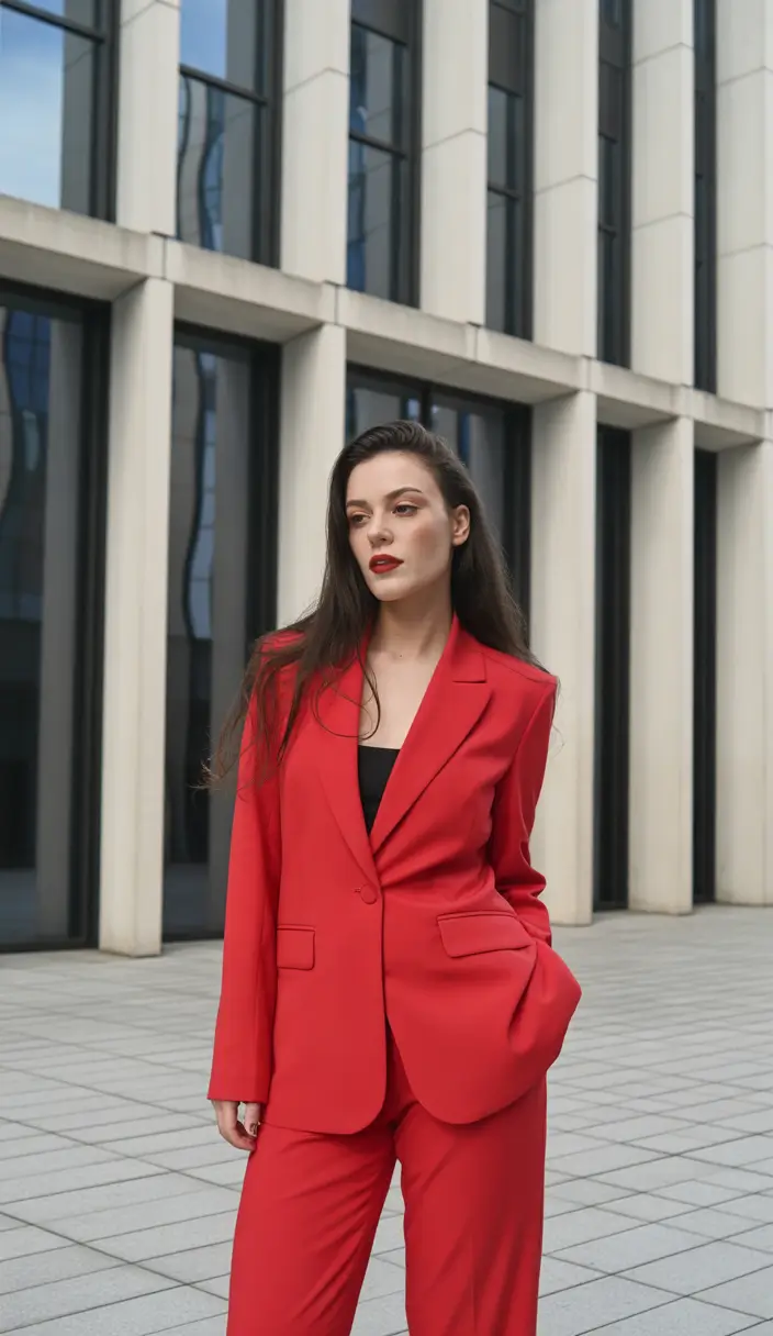 Winter Office Outfits 2025 / 2026 Style Guide Bold Red Suit