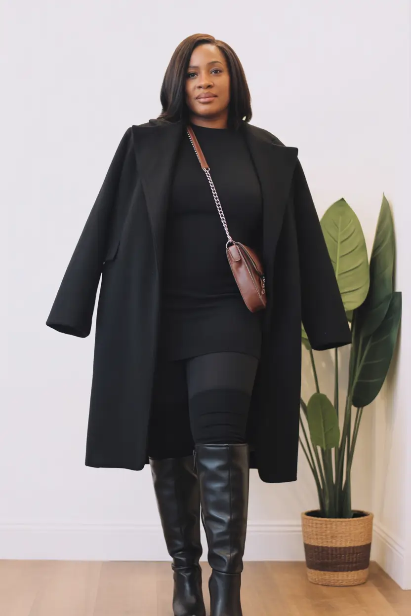 winter outfits blackgirl 2025 - 2026 Minimalist Black Layers with Everyday Edge