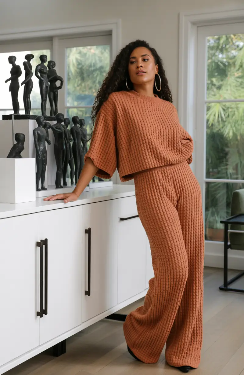 winter outfits blackgirl 2025 - 2026 Cozy Knit Set with Relaxed Charm