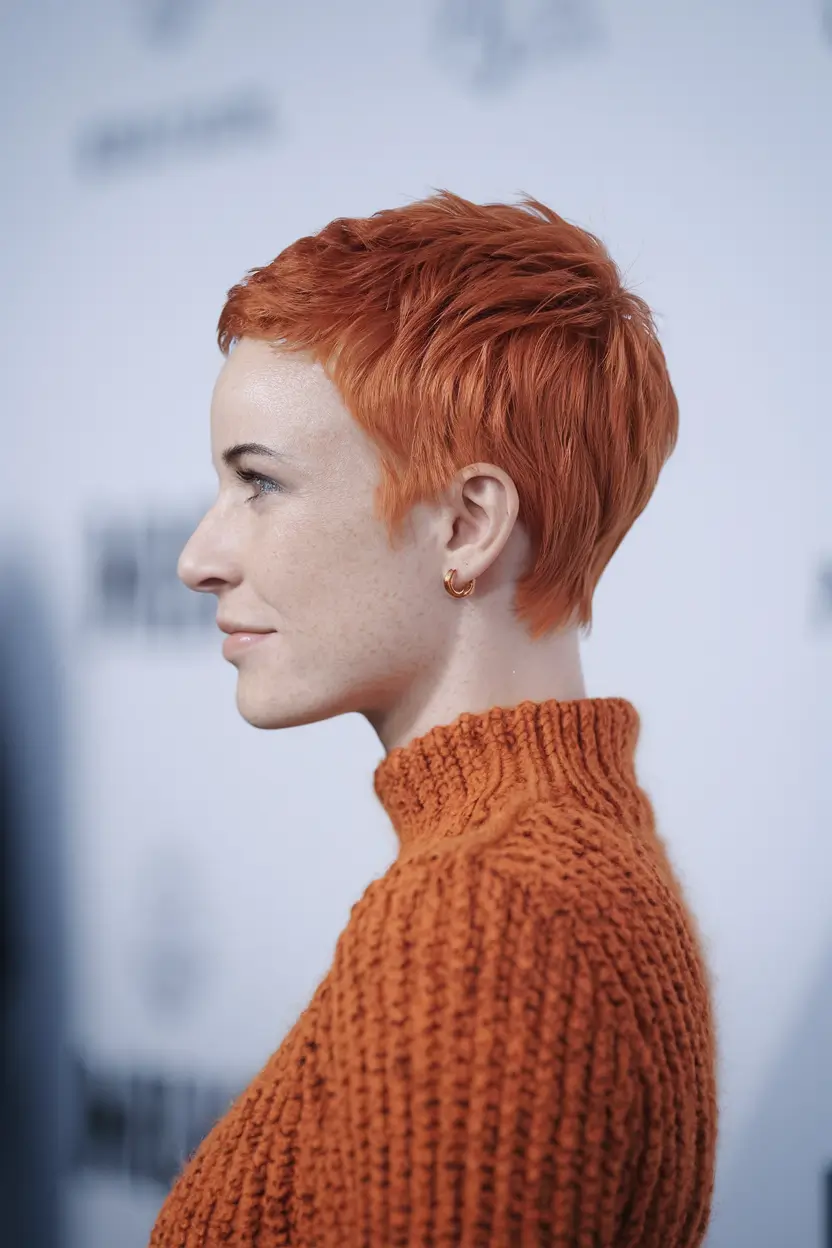Winter Pixie Haircuts 2025-2026 Trends Fiery Copper Pixie with Bold Spirit