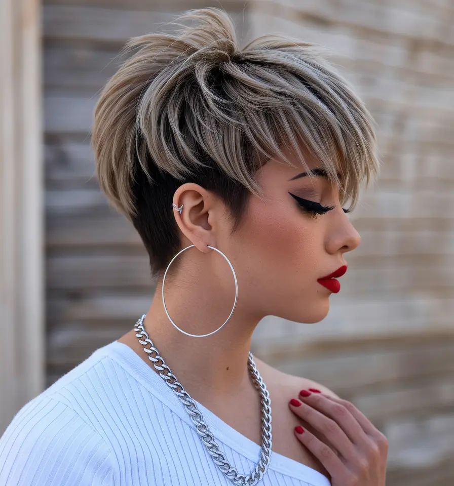 Winter Pixie Haircuts 2025-2026 Trends Textured Blonde Pixie with Statement Bangs