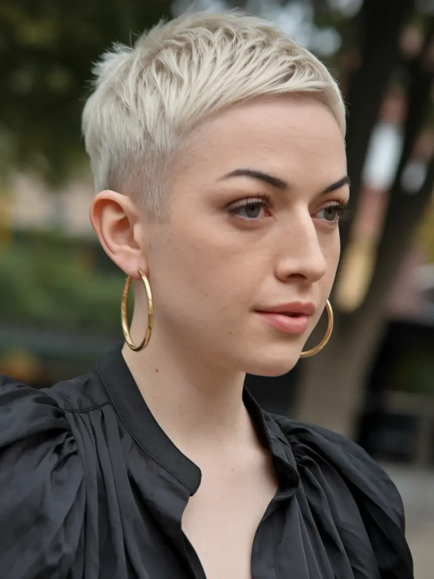 Winter Pixie Haircuts 2025-2026 Trends Platinum Pixie with Undercut Edge
