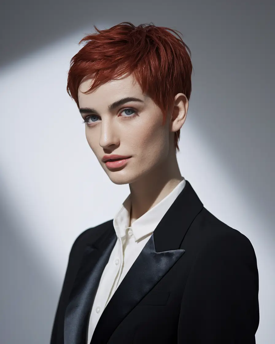 Winter Pixie Haircuts 2025-2026 Trends Copper Pixie with Sleek Confidence