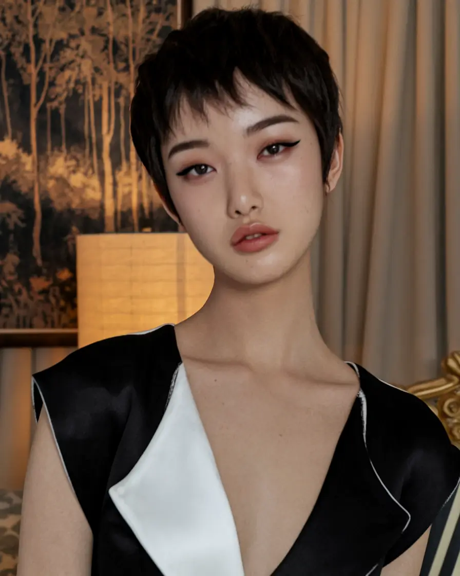 Winter Pixie Haircuts 2025-2026 Trends Modern Jet-Black Pixie with Artistic Flair