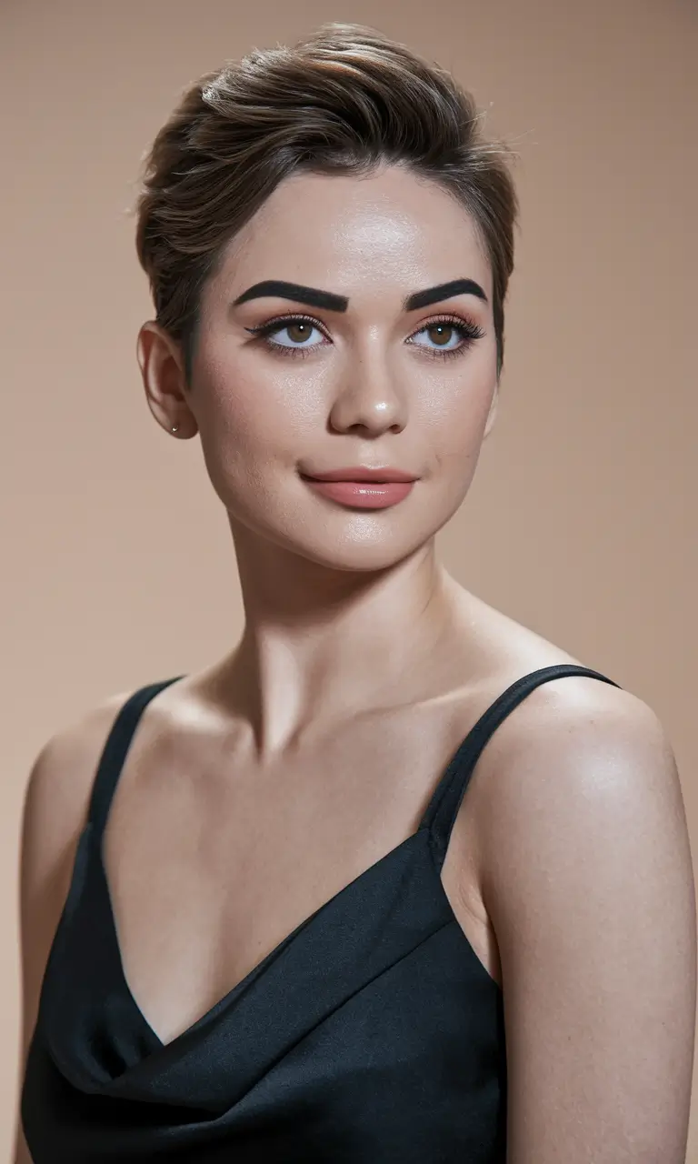 Winter Pixie Haircuts 2025-2026 Trends Slicked-Back Pixie with Polished Volume