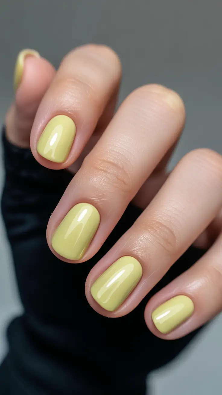 Acrylic Nail Trends Winter 2025-2026 Soft Lemon Glow