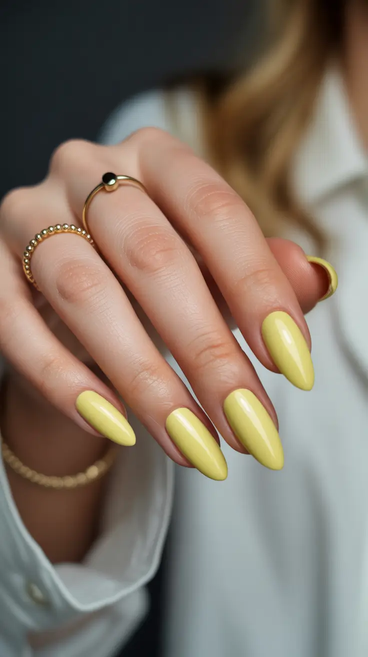 Acrylic Nail Trends Winter 2025-2026 Golden Sunrise Yellow
