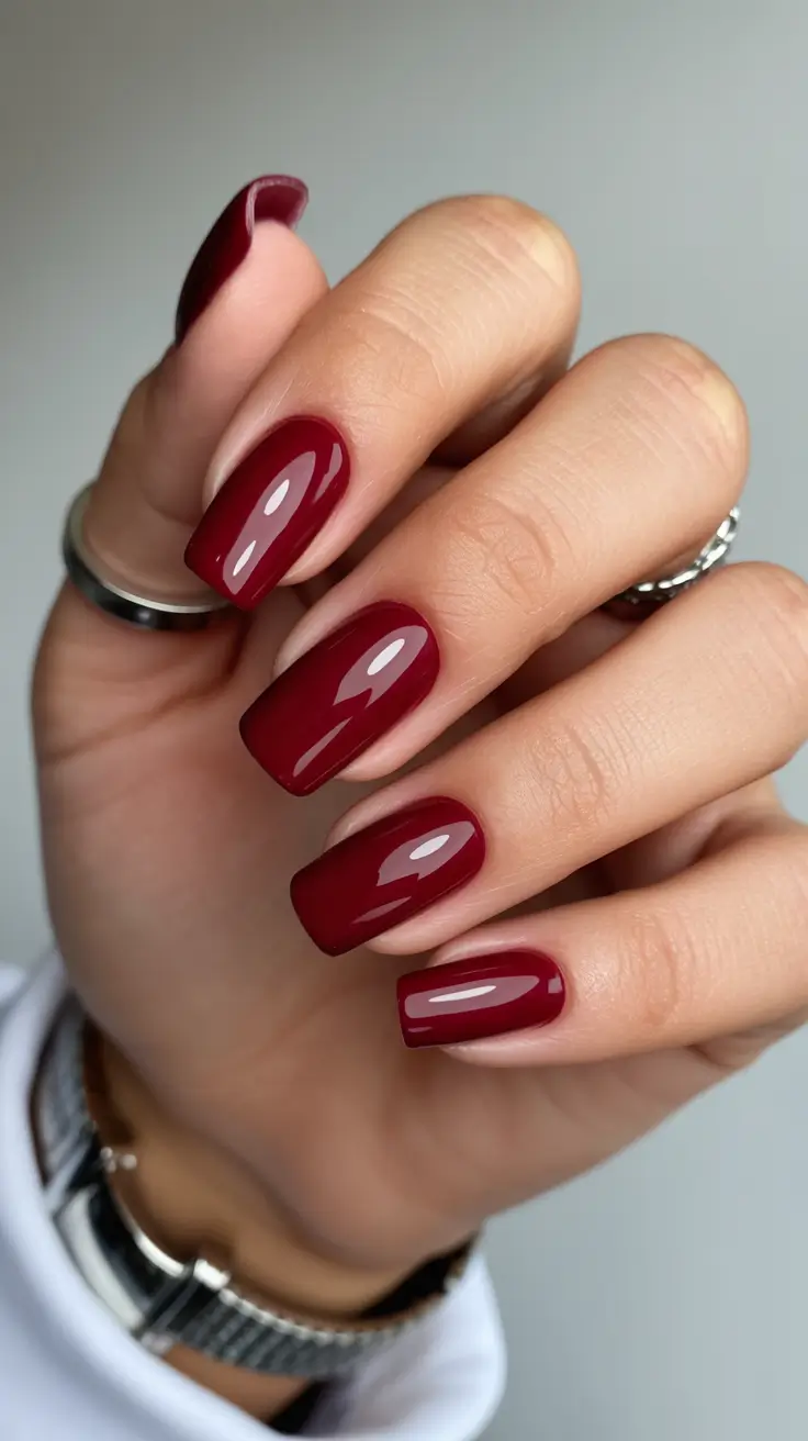Acrylic Nail Trends Winter 2025-2026 Classic Crimson Elegance