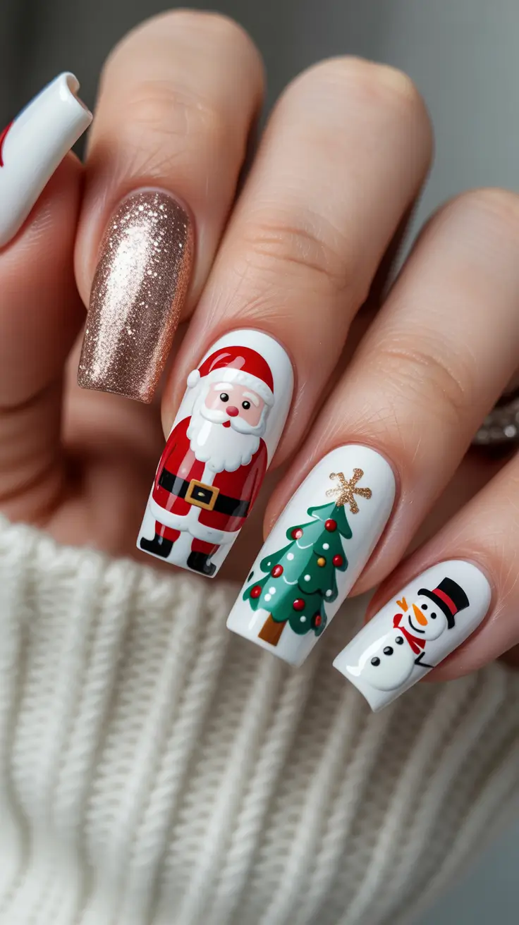 Best Christmas Tree Nails 2025 Santa and Snow Delight