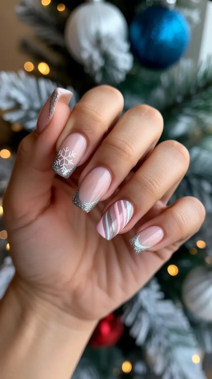 Best Christmas Tree Nails 2025 Frosted Pink Dream