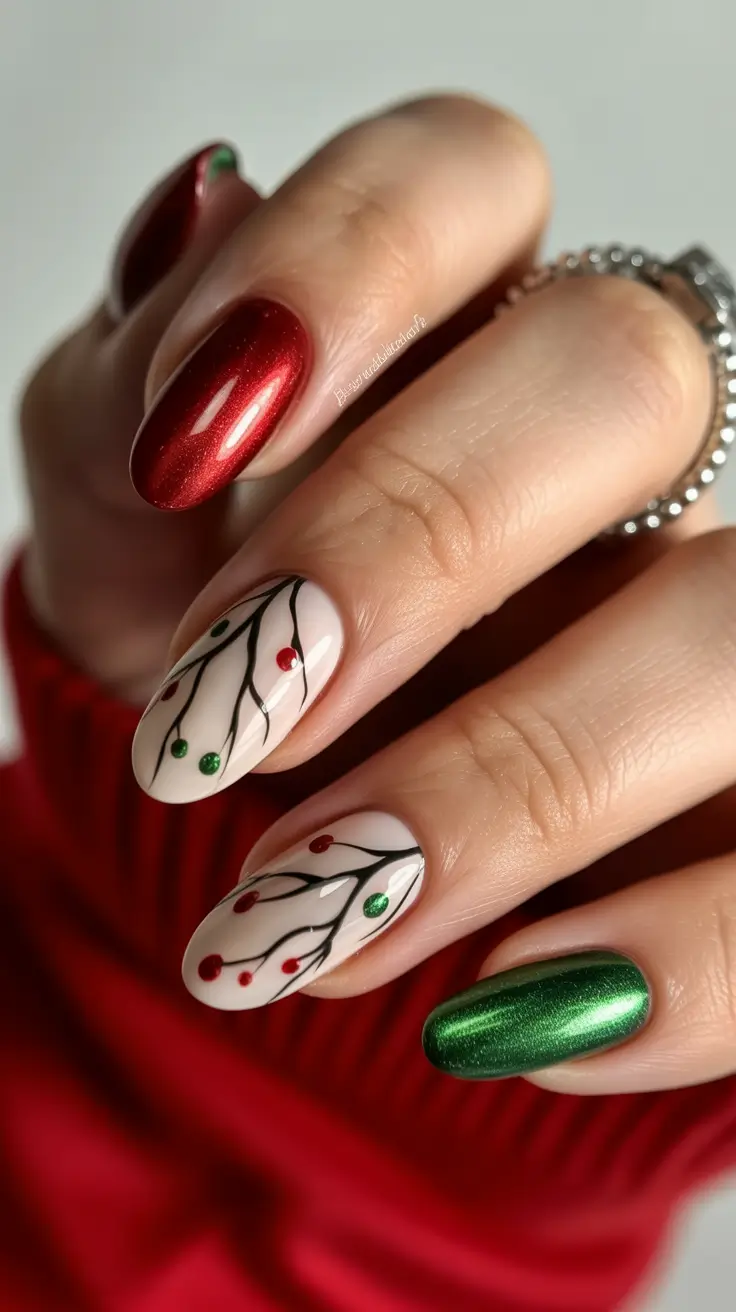 Best Nail Art for Christmas 2025 Festive Lights Red and Green