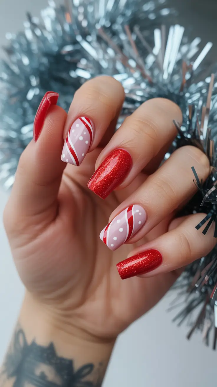 Best Nail Art for Christmas 2025 Candy Cane Glam