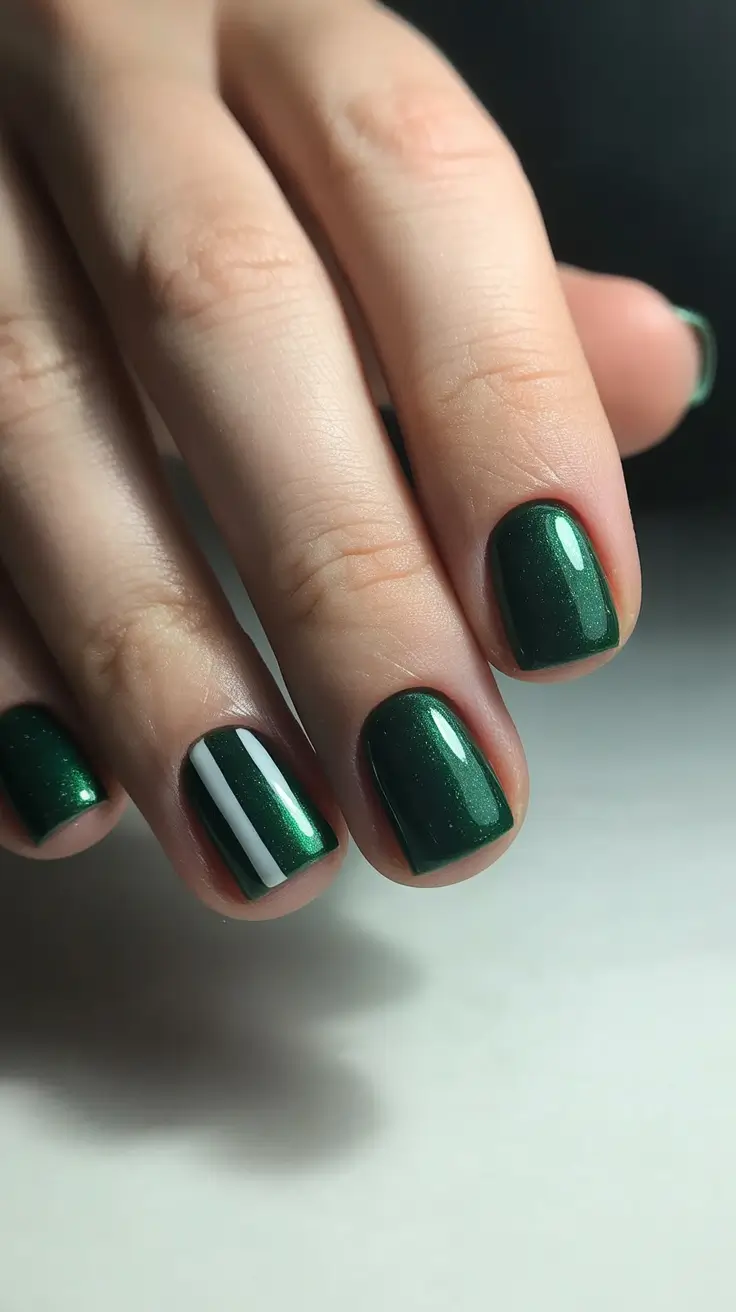 Best Nail Art for Christmas 2025 Emerald Stripe Elegance