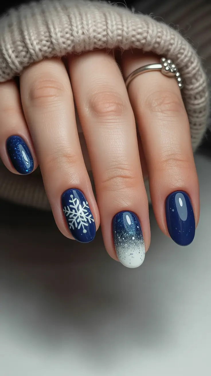 Best Nail Art for Christmas 2025 Midnight Snowfall