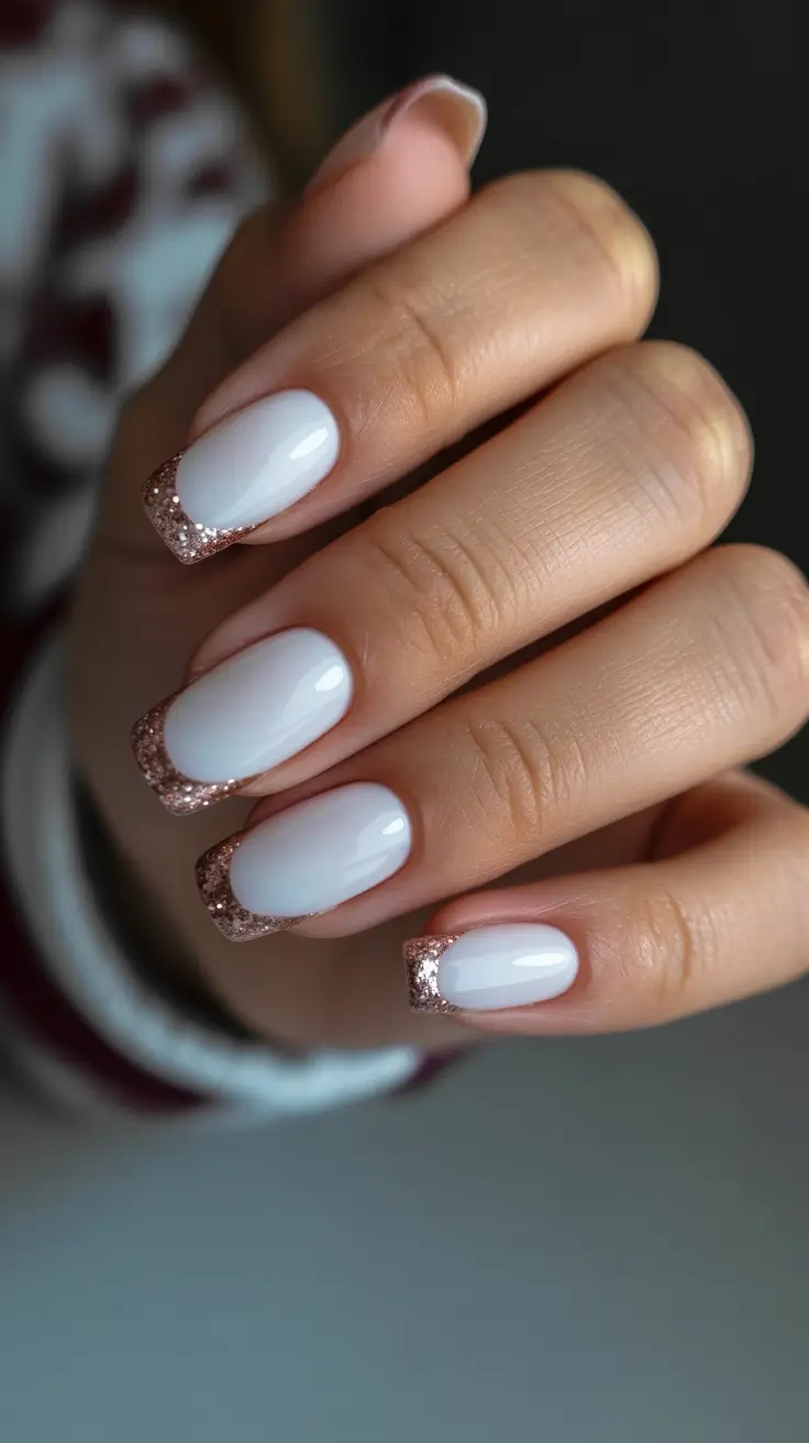 Best Nail Art for Christmas 2025 Rose Gold Frost French Tips