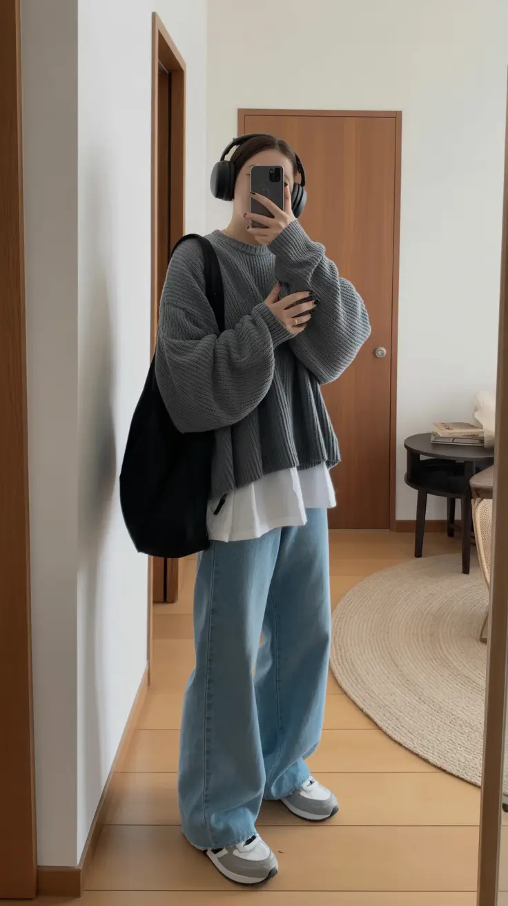 casual outfits for women 2026 Cool Comfort Oversized Knit and Relaxed Denim