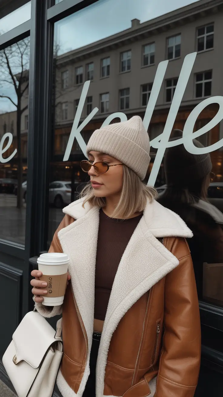 cold weather outfits 2026 Coffee & Shearling