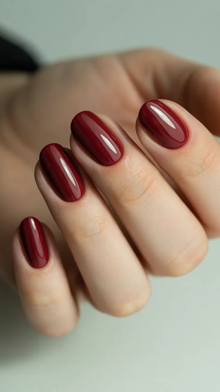 Cute Simple Nail Ideas for Christmas 2025 Deep Cranberry Shine
