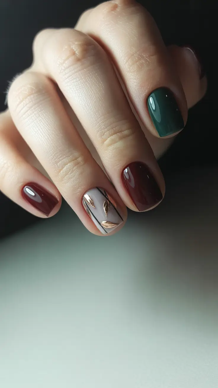 Cute Simple Nail Ideas for Christmas 2025 Evergreen & Wine Harmony