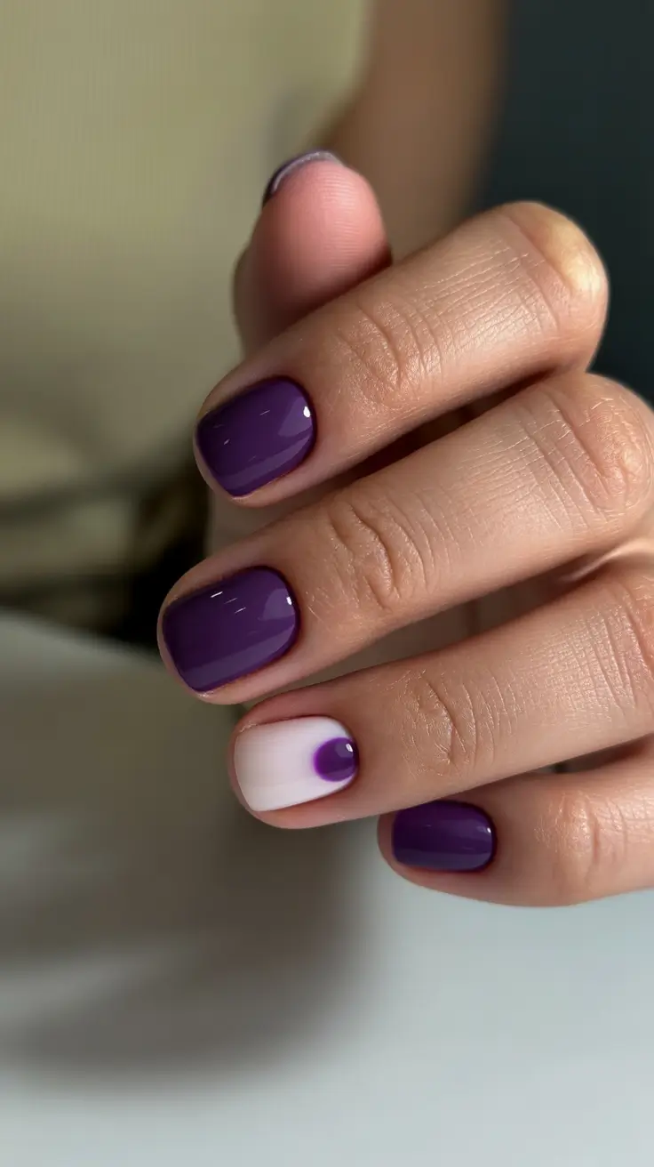 Cute Simple Nail Ideas for Christmas 2025 Velvet Plum Accent