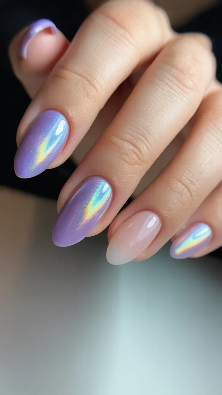 Cute Simple Nail Ideas for Christmas 2025 Lavender Dreamlight Chrome