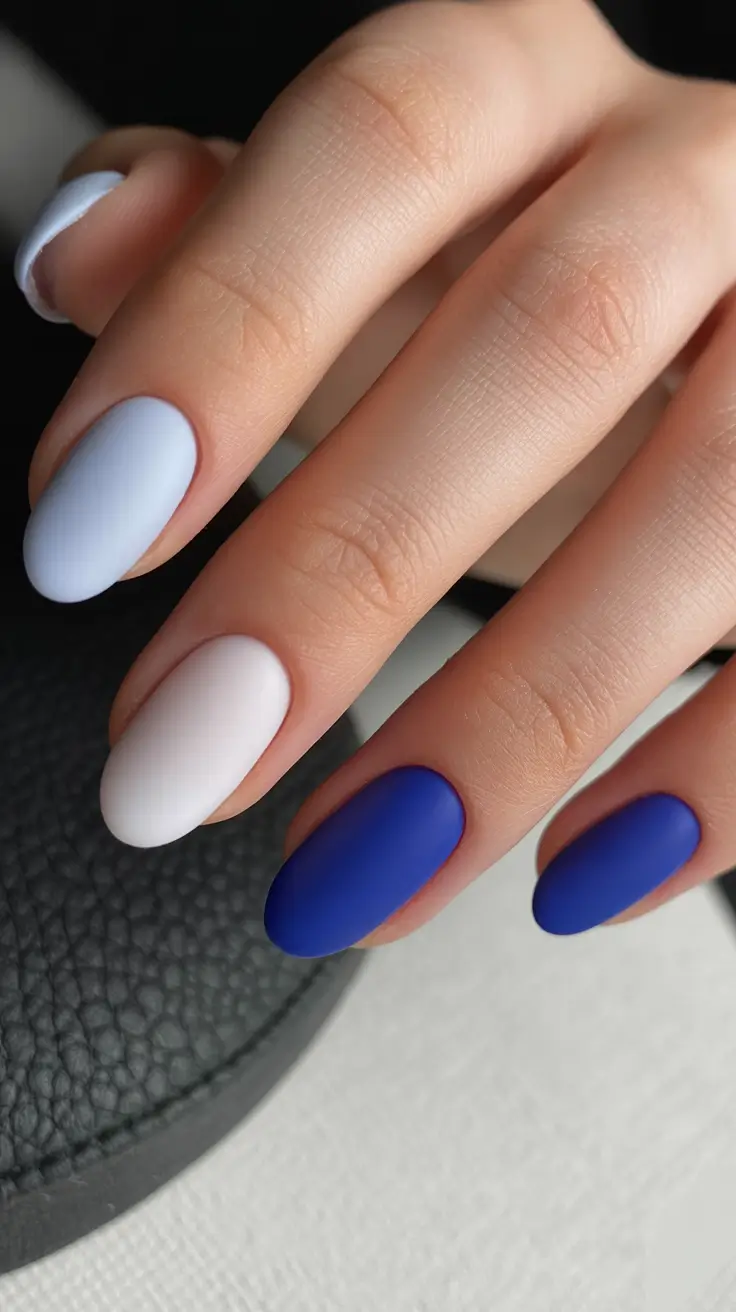 Cute Simple Nail Ideas for Christmas 2025 Matte Arctic Blue Blend
