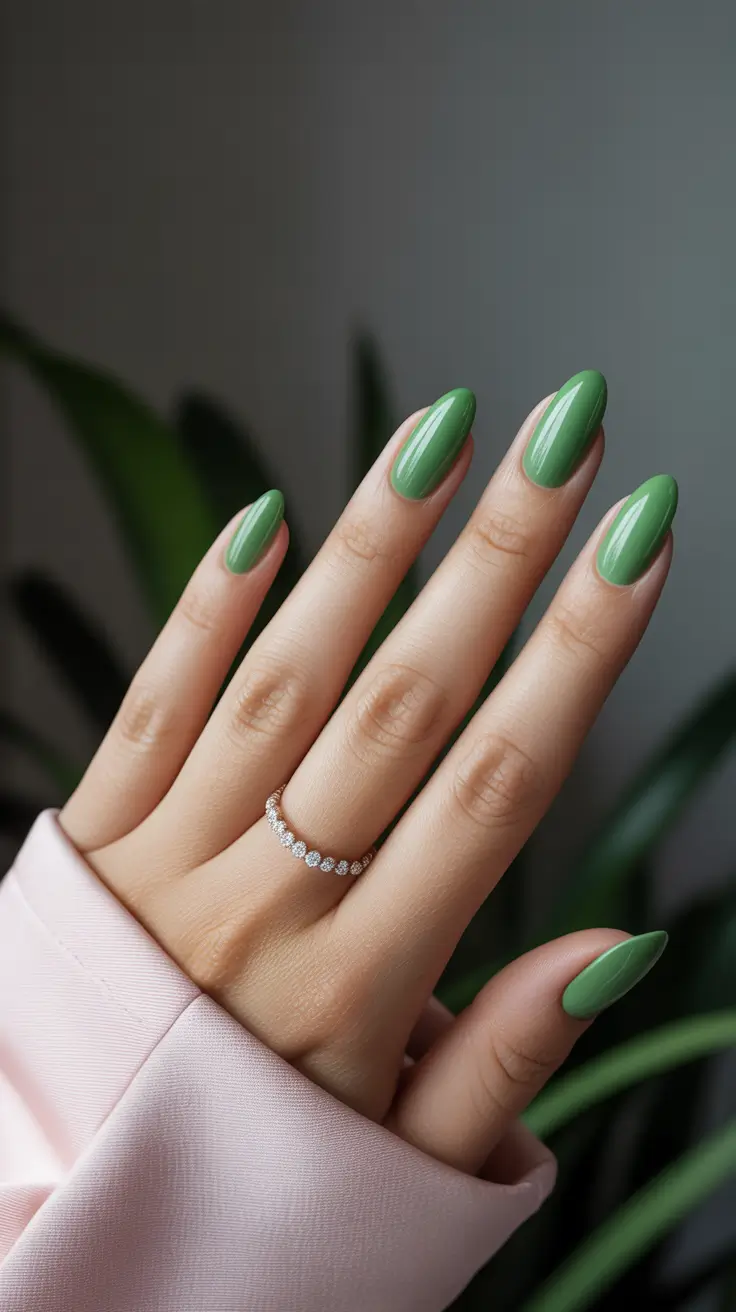 Cute Winter Gel Nails 2025-2026 Leafy Sage Chic