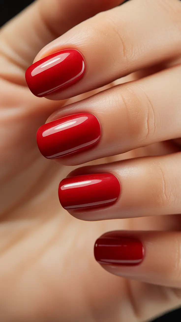 Cute Winter Gel Nails 2025-2026 Classic Ruby Glow