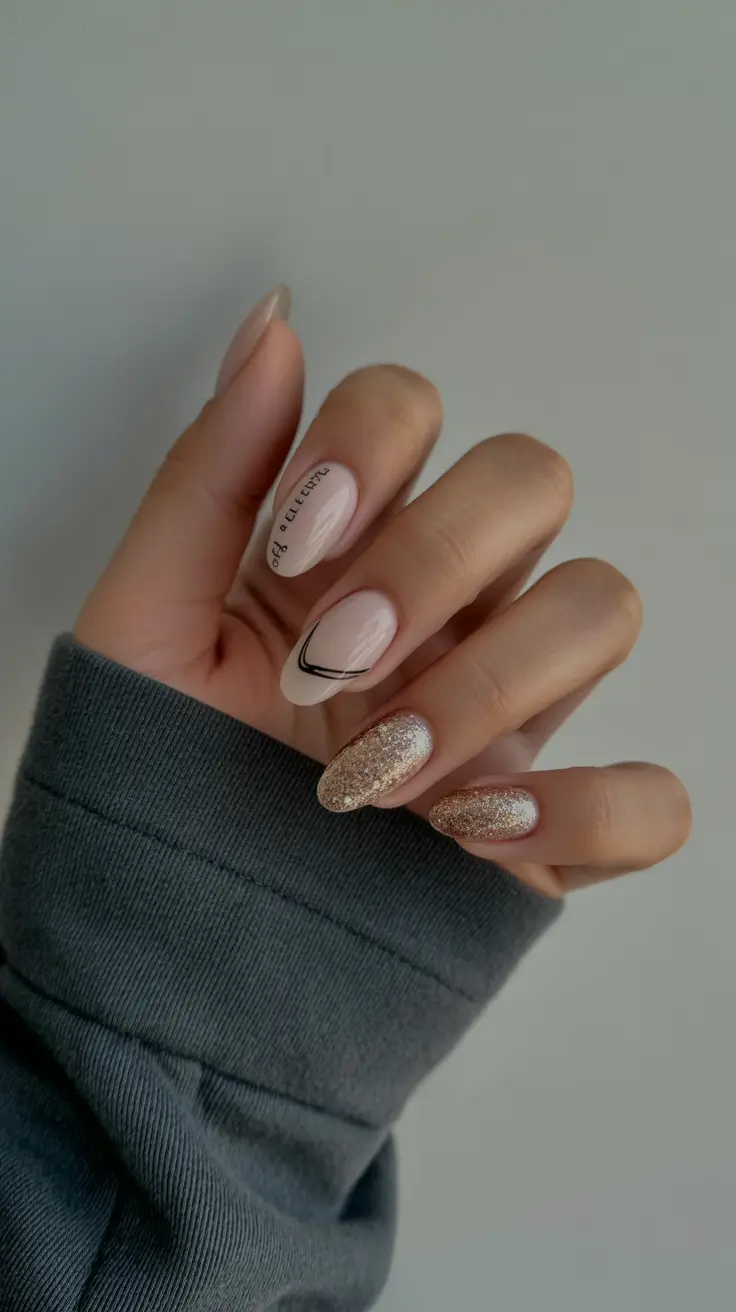 Easy Christmas Nails 2025 Champagne Minimalism