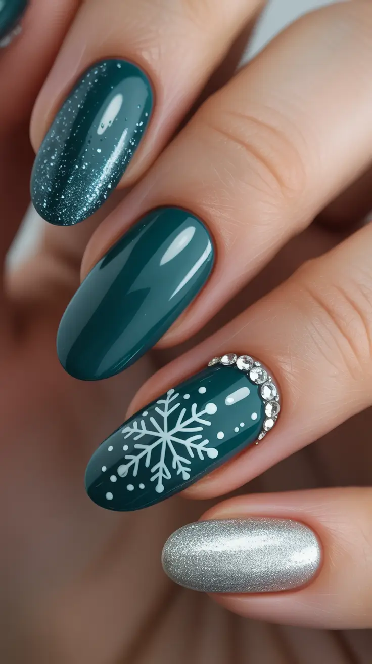 Easy Christmas Nails 2025 Snowflake Elegance
